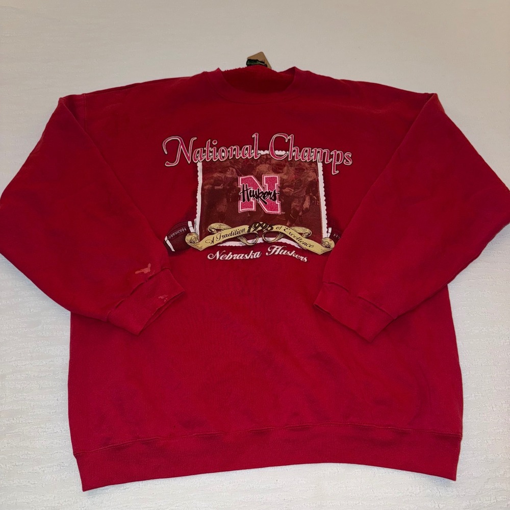 Vintage Nebraska Huskers 1995 National‎ Champions Red Sweatshirt 2XL